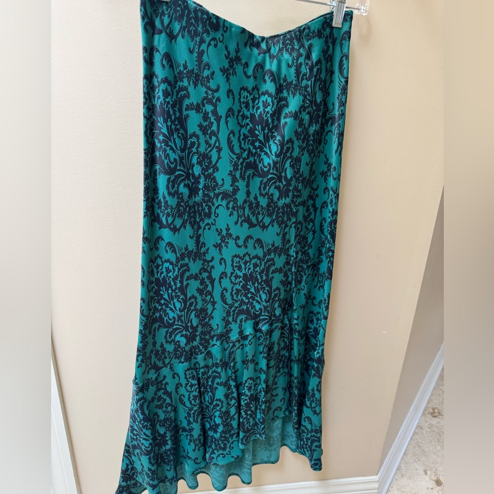 Anthropologie Green and Black Midi Skirt
